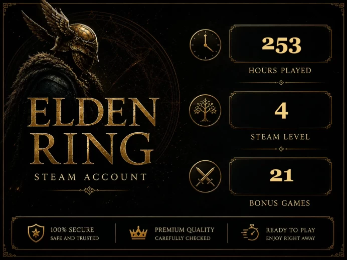[STEAM] Elden Ring Account | 253 HOURS | 21 BONUS GAMES | STEAM LVL 4 | Global Region | Full Access | Instant Delivery