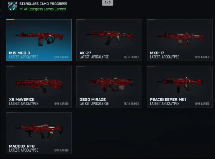 Prestige 9 Apocalypse Camo Account Unlocked on 30 guns Includes ( 30x Golden Damascus, 30x Starglass, 30x Absolute Zero) Level 55