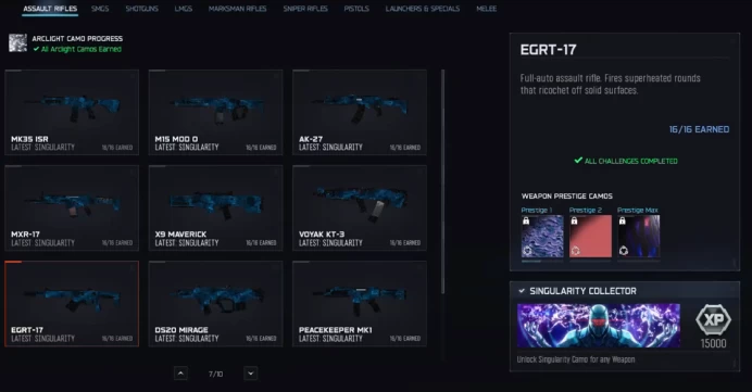 30 Singularity Camos / Level 55 ◈ Handmade ◈ Linkable to Steam, Xbox, Battle.net & PSN ◈ Full Access