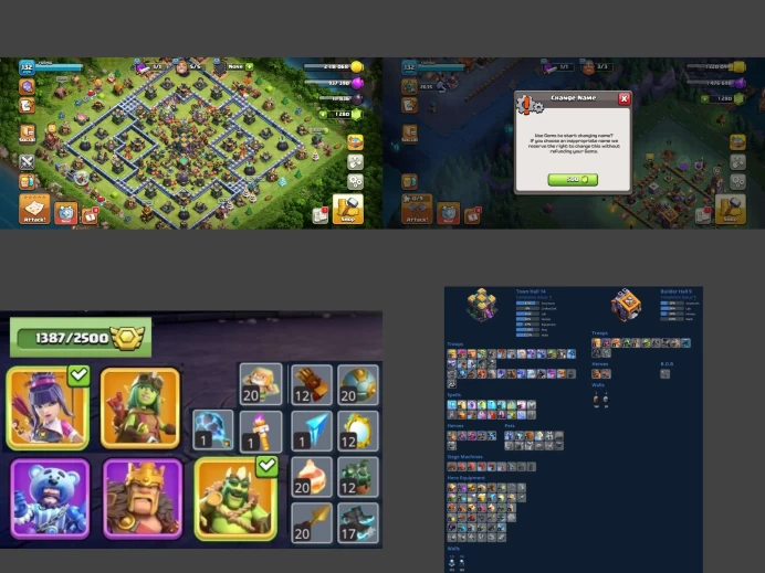 ■TH:14 (61%) (GemValue:$9259) ■Heroes: K52 Q72 W41 C19 P48 ■EE:11 ■Skins:4 ■BH:9 ■Full Access ■Instant Delivery ■A7334