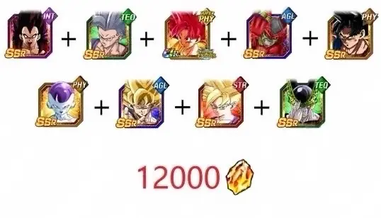 [IOS]DBZ Dokkan Battle GLOBAL -The character in picture + 12000 Dragon Stones