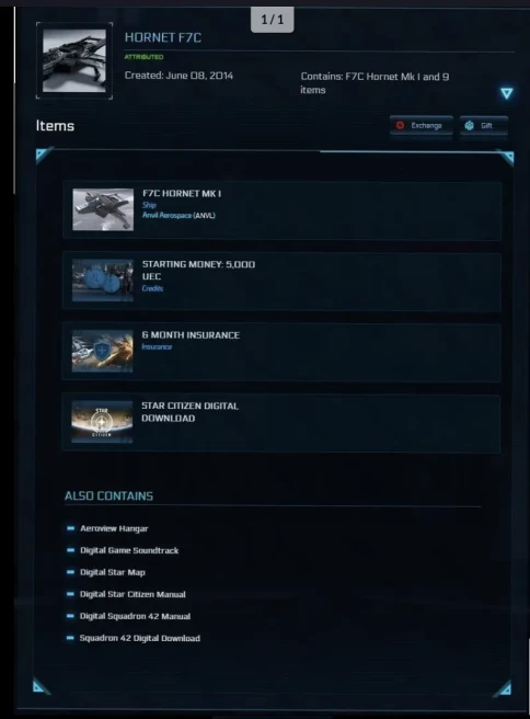 SQUADRON 42 AND STAR CITIZEN F7C HORNET MK I PACKAGE GIFT