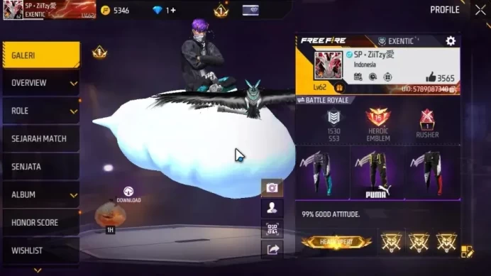 Indo|SCAR Megalodon Lv7,M1887 Sterling Conqu,MP5 Platinum,Groza Popblaster,Drachen Fist|323 Vault 136 Bundle|Log Google(FF1543)