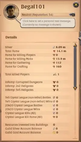 ASIA |14,1M Total Fame - 8M Silver|Ready PVP / Ganking With T8 Lv 100 Quarterstaff Build|452 Learning Point|Take Email|AO889