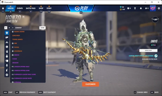 MERCY / GENJI / OVERWATCH LEAGUE WHITE / ONRYO / Full Mail Access / see the picture / Please Read Description / khcp