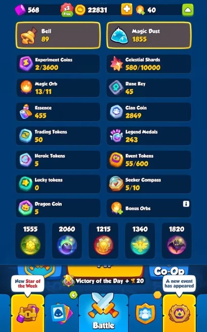 RR1125// 292 CRIT 5k GOLD / GEMS 1008 CUPS