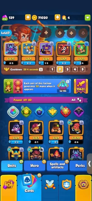 RR1126// 291 CRIT 5k GOLD 445 GEMS 1001 CUPS