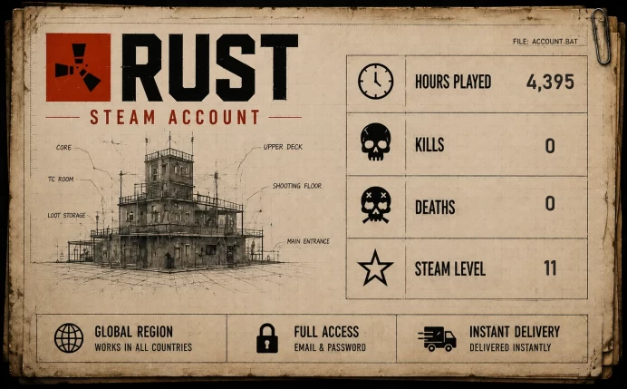 [RUST] | 4395 REAL HOURS | STEAM LVL 11 | FULL ACCESS | INSTANT DELIVERY