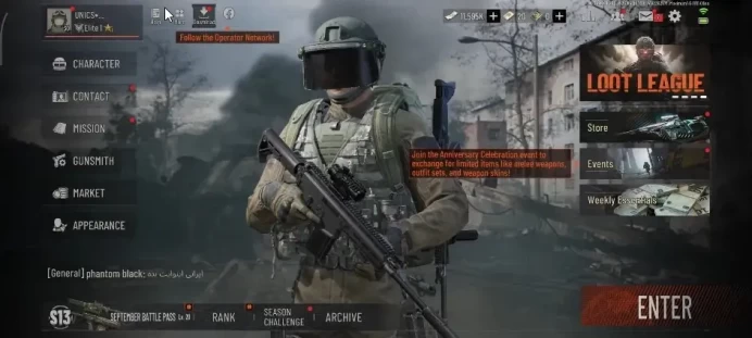 Mobile|Lv 30|SV 13,4M|CV 17,7M|OF AKM, Lu SCAR-L, Forest MP5, Abomi Vector 9, Etc|CN ON|Log Infinite|Check SS|AB3909