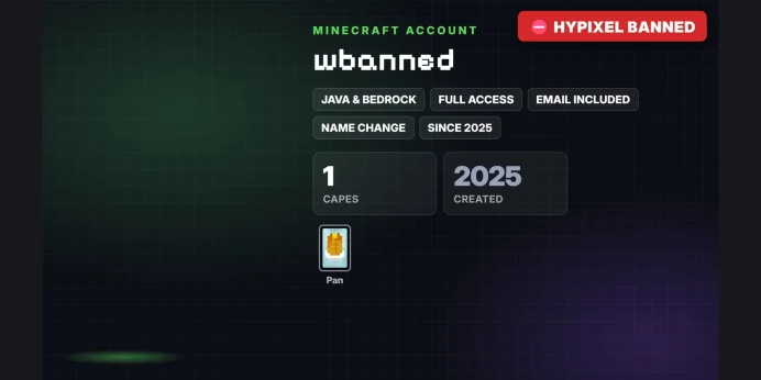 ✅ 1 Cape: Pan ✅ Java & Bedrock & Full Access ⛔ Hypixel Banned