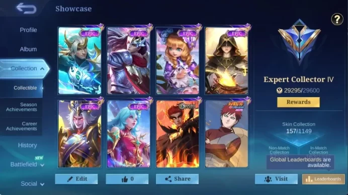 Global|157S|Expert|EPIC Lancelot Yss Change Lunox Kufra Carmilla,Gaara,SpongeBob,SABER Freya Cyclops|CheckSS ML3090B