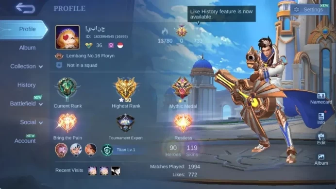 Global|119S|Expert|EPIC Bane Rafela Zilong Freya Roger Harley Valir,SpongeBob,Gaara,etc|CheckSS ML3093B