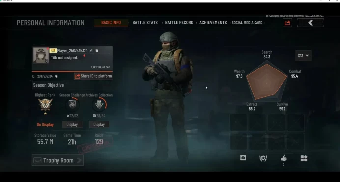 Mobile |LV 30| SV 55,7M | CV 50,1M | Exclusive MG H416,Ba T951 | OF AKM,TB M4A1,CBe FAL,ETC | 1 Name Change Crowbar| SS AB843B