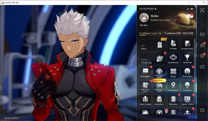 Asia|TL 26|1 Limited| Archer +2 STD Char (Welt & Clara)|Rate ON|Female MC|Jarilo-VI|Take Mail|Check SS|HSR8992