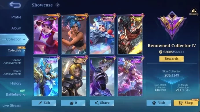 Global|208S|Renowned|KOF Guinevere Karina,Annual hayabusa,LuckyBox Zilong,Zodiac Lancelot,etc|CheckSS ML3095B