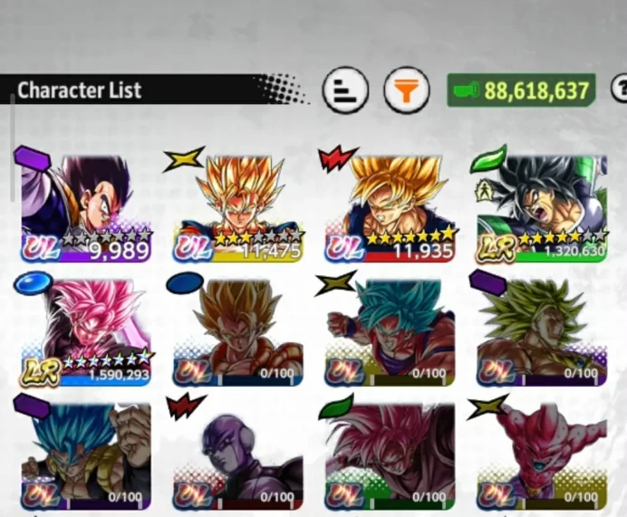 LR Rose Goku FULL+LR Broly+UL Sp Vegito+19 Legends (Goku Black+ssgss Vegito 11s+Gohan yel+ss4 Goku+Zamasu+Cell saga+Vegeta)Good Equipment (D510)