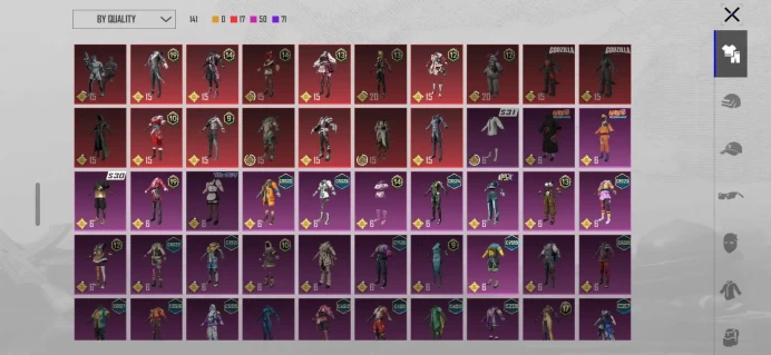 PUBG Mobile Account | Level 72 | 141 Outfits | 100 Headgears | 46 Collectors | 12 Upgraded Weapons | Code 5126