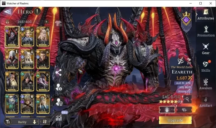 GlobaL 50x|Lv 6|265K PWR|3 Lord[Ezareth,Aracha,Laya]+16 Legend(4 Assasin[Bayek,2 Evie,Eizo],GuShi,Etc)|4K Gems|Take Mail|WOR1367