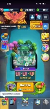 CR1415 // 6.6K / / , 1204 LEVEL , deck with sparky, 317K coins, 5 evolutions, 21 emotes,