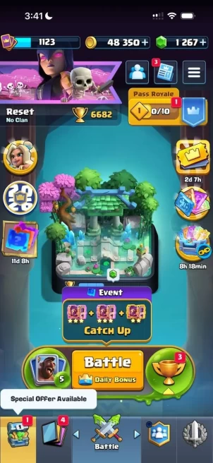 CR1416 // 6.6K / / , 1123 LEVEL , hog deck, 1.2K gems, 1 evolution, 20 emotes,