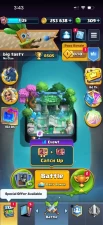 CR1417 // 6.5K / / , 1135 LEVEL , deck with firecracker, 253K coins, 2 evolutions, 17 emotes,