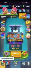 CR1421 // 6.1K Trophies 1247 LEVEL deck with princess 3 evolutions 740 gems 22 emotes