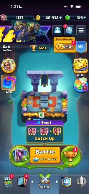 CR1422 // 6.1K Trophies 1271 LEVEL deck with mini pekka 4 evolutions + 1 champion 22 emotes