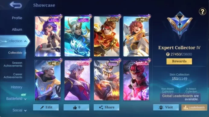 Global|151S|Expert|Epic Nana Yss,Claude Blazing+M6+Valentine,Granger Valentine,Starlight Popol Zhuxin,etc| ML3108B