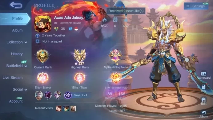 Global|166S|Expert|Eximmo137,LuckyBox Martis,Zodiac Helcurt,Epic Zilong Roger Moskov lancelot.etc| ML3109B