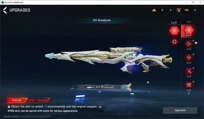 Asia|Eternal M700-Seraph|2 Ultra(FAL-Lightning,KRAKEN-Purple Lightning)|2Legendary(M4A1,INP-9)|1 Limit Jack|Log NetEase|BLS6547