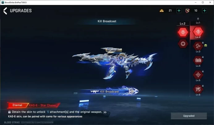 Asia| Eternal KAG-6 -Star Chaser Level 2| +5 Striker | Log NetEase|Take Mail|Check SS(BLS6546)