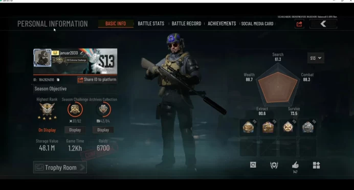 Mobile | LV 30 | SV 48,1M | CV 13M | OF AKM, AT M4A1,Eye FALWP AR 57,Feather FAMAS | Battle Machete | Crowbar | SS AB848B