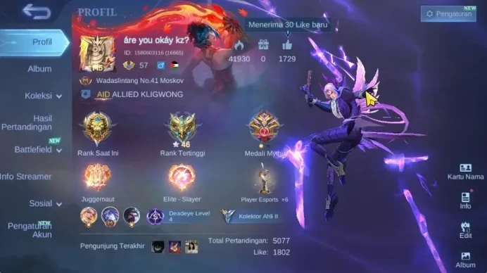 Hero 127|Skin 169|Collector(Natalia),Naruto(Vale),5 Dragon Tamer,2 Blazzing,8 Epic,Valentine(Fanny),Etc|Take Mail|MLBB2520