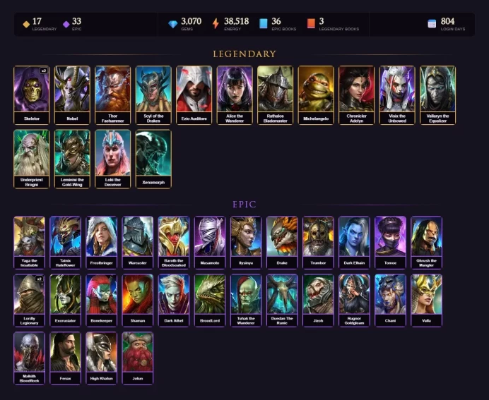 [STARTER]Brogni+Thor Faehammer+Skeletor+Dorothy Gale+Nobel+Scyl+Ezio+Skeletor+Alice+Rathalos+Michelangelo+Adelyn+Visix+33Epics