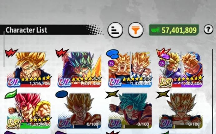 D525-ANDROID+IOS- Team PVP+UL Goku&Vegeta+UL Vegito blue+LR Shallet 9S+LR Trunk&Gohan 8S+LF ss2 Gohan+Gohan pur+Goku&Bardock+Good Equipment