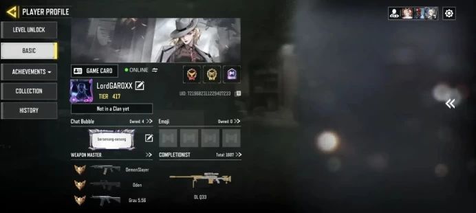 GARENA|Lv417|10Myth Weapon(Oden MAX)|1 Myth Char(Siren Song)|1Collab P5(Violet)|5 Prestige|Take Email|DeadLinkIDCard|(CODM704)