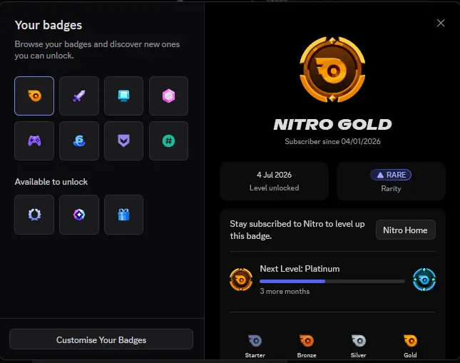 DC 2020 AGED ACCOUNT | GOLD NITRO 6 MONTHS + 6 MONTHS SERVER BOOSTER | FULL ACCESS | INSTANT DELIVERY