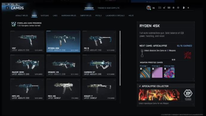 BO7 / Warzone Level 55 Account   |   4x Mastery Camos |   30 Apocalypse Camos |   480+ WZ Camos |   20 Operators |   Ranked Ready |  