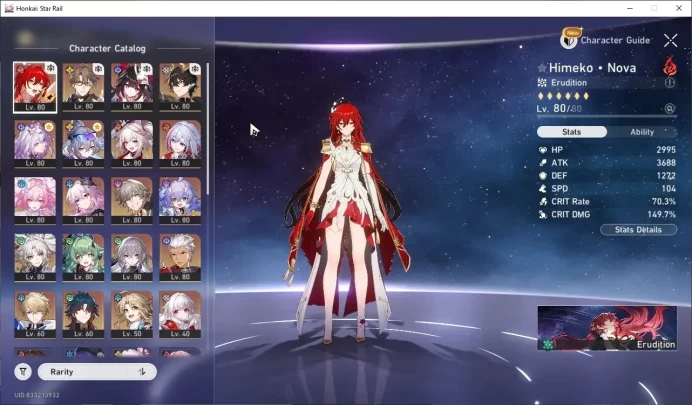 Asia|TL 70|13 Limited (SW999,Castorice)+Sign Himeko Nova,Cyrene,Sparxie,Feixiao,Evernight,DHPT Etc|Male MC|Take Mail|HSR8900
