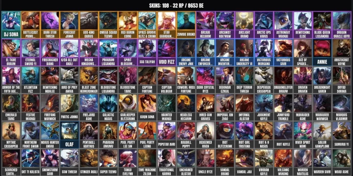 [EUNE] 108 skins ⚡ 146 champions ⭐ 8653 BE ✨ Level 107 ✅ DJ Sona ⚡ Red Baron Corki ⭐ Zombie Brand ✨ Forecast Janna ✅ Star Guardian Ahri