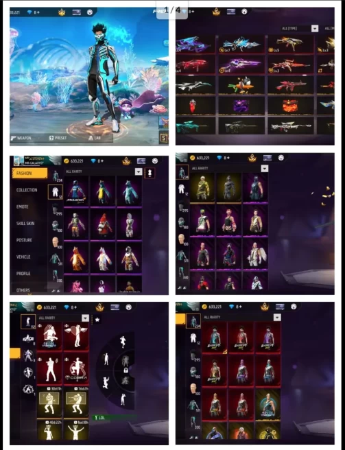 Server Latin America North 604 Weapon Skins | 234 Full Sets  | 112 Legendary Emotes | 8 Evo Guns  | Lv78  | Cobra + Booyah Day Sets  | 