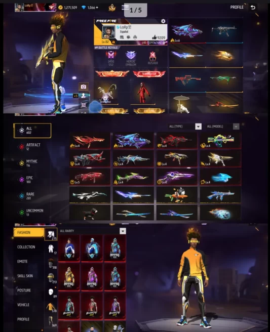 82 Level Red Criminal 602 Weapon Skins 12 Artifact 116 Mystic 180 Epics 281 Rare 275 Full Top Bundles Old Server SOUTH AMERIC