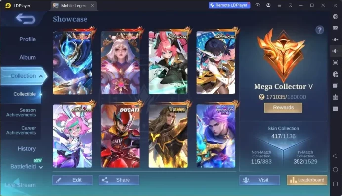 Global|Hero133|Skin 417|Mega|Legend:Lunox,Gusion|Asp:Layla,Ruby,Chang'e|Duacito Irithel|Dawning Lancelot|More Check SS ML1071B