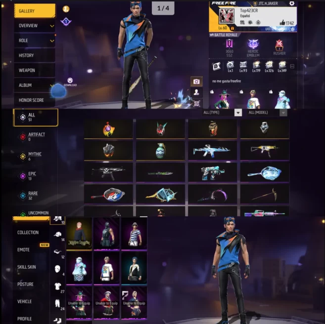 Server SOUTH AMERICA SPANISH Lvl 60 Guns 51 Full Sets 10 Emotes 13 High Collection Best id Instant delivery Google Link