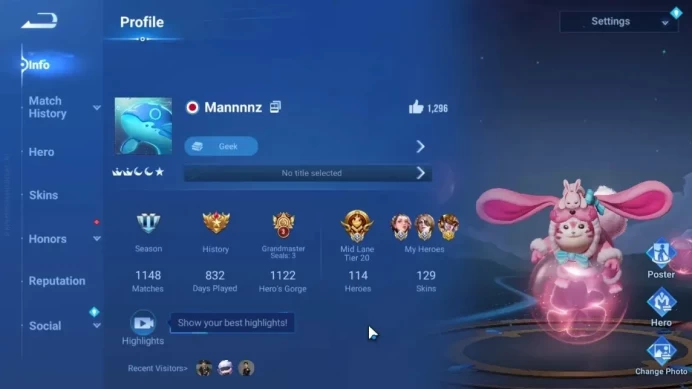 Hero 114|Skin 129|GM Gan&Mo,Saint Seiya Martial Monk,Legend Woodland Ranger,etc|Lny24(Lanternlight,Scorchette)|TakeMail|HOK2136