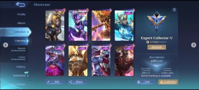 #T35 120 Skins | Natalia Collector | Karrie Luckybox | Sun Lunard Fest | Includes Epic Good Skins !! Check Screenshot!! | Emblem Good | Expert C