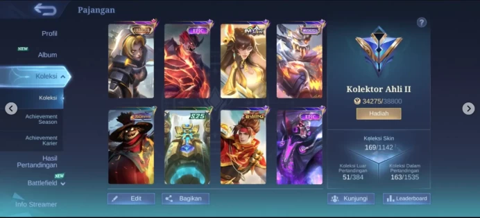EX 379|LV 49|HERO 119|SKIN 169|EXPERT II|6 MAX EMBLEM|NATALIA COLLECTOR|VALE GAARA|LOLITA RISING|CLINT MYTHIC|LESELY MEOWKIN|GROCK VENOM|CLAUDE