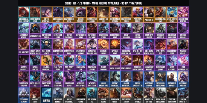 [EUNE] 161 skins ✅ 172 champions ⚡ 167768 BE ⭐ Level 399 ✨ Gun Goddess Miss Fortune ✅ Spirit Guard Udyr ⚡ God Fist Lee Sin