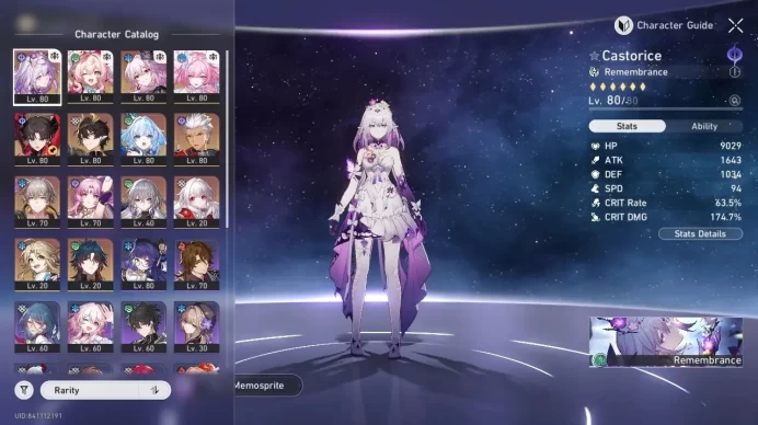 ASIA|TL 70|10 Limited|2 GCS|Prem Team Castorice +Sign|Evernight+Sign,Hyacine,Cyrene,ArcherE1,Rin T,Etc|Male MC|TakeMail|HSR8999