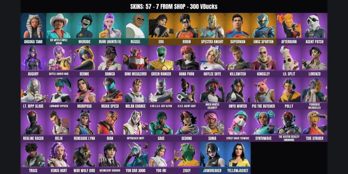 [PC/XBOX] 57 skins ✅ Spectra Knight ⚡ Era ⭐ Kingsley ✨ Pig the Butcher ✅ Danica ⚡ Bernie ⭐ Rumi (HUNTR/X) ✨ Trace ✅ Green Ranger